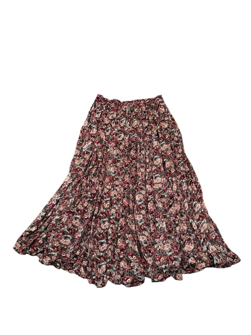 Vintage Nostalgia Cottagecore Floral Skirt Elastic Waist Midi Flowy Bohemian
